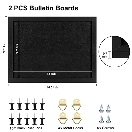 TORASO Cork Board Bulletin Board, Cork Boards for Walls with Pins, Eye Bolts, gaskets, Screws, Pin Board for Office, School and Home (All Black, 11“x14.5” - 2p) - color: All Black, size: 11“x14.5” - 2p