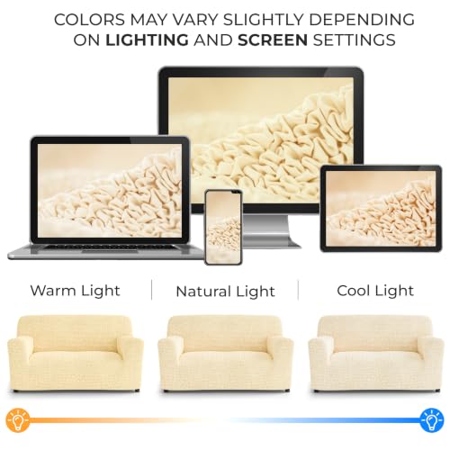 Premium Stretch Couch Covers for Sofa - Sofa Chair Cover Washable, Dogs & Pets Friendly - Elastic Polyester Loveseat Slipcovers - Non-Slip Love Seat Couch Covers - Cream (40"-63" Wide) - color: Cream, size: 40"-63" Wide