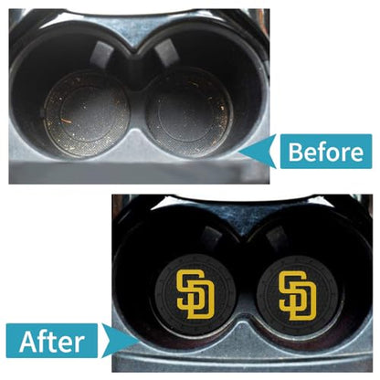 Car Cup Holder Coasters for San Diego Padres Baseball Fans, Padres Car Coasters for Cup Holder Insert Silicone Non-Slip - color: 11pa12dr