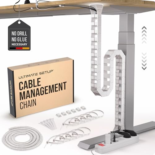 Ultimate Setup Under Desk Cable Management Vertebrae - Perfect for Sit Stand Desk - White, 133 cm - color: White