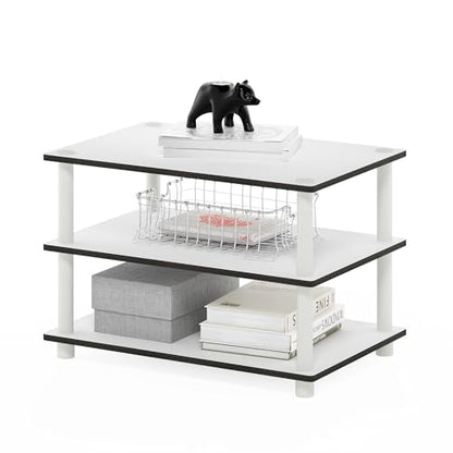 Furinno JUST Coffee Table, 3-Tier Modern Coffee Table with Open Shelf, Toolless Assembly Side Table, for Living Room, Bedroom, Home Office, White - color: White/White, size: Tall 23.6"(W)x15.6"(H)x15.6"(D)