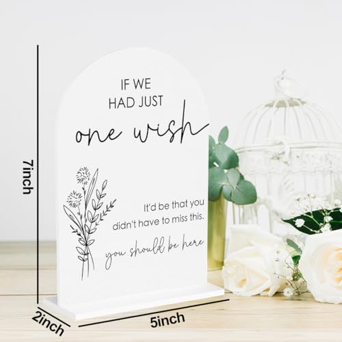 Wedding Memorial Sign, In Loving Memory Wedding Sign Engagement Bridal Shower Memory Table Desk Acrylic Decor - color: If We Had Just One Wish