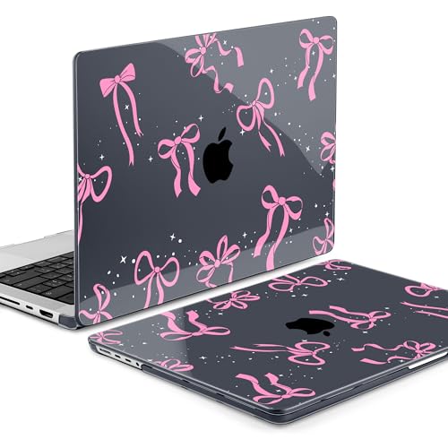DONGKE Case for MacBook Pro 14 Inch (2026-2021 Release, M5 M4 M3 M2 M1 Pro/Max Chip), Plastic Slim Hard Shell Protective Cover with Keyboard Cover & Screen Protector, Bows & Stars - color: Bows & Stars