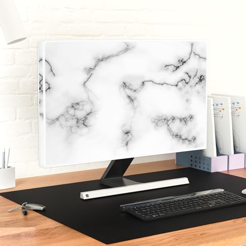 Fashion Gray Marble Waterproof 32 Inch Anti-Static Dustproof LCD/LED/HD Abstract Texture 32 Inch TV Cover with Creative Design Anti-Static Dustproof Protective Dust Covers for TV - color: white and gray, size: 32 Inch