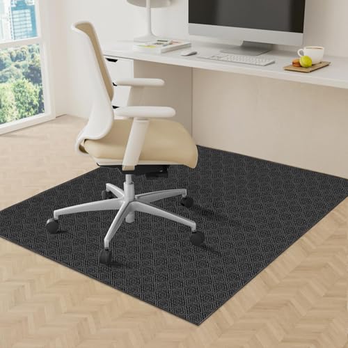 KMAT Office Chair Mat, 47x47in Heavy Duty Hardwood/Tile Floor Protector, Floor Mat Computer Desk Mat for Rolling Chairs, Work, Study, Office, Black - color: Black, size: 47"x47"