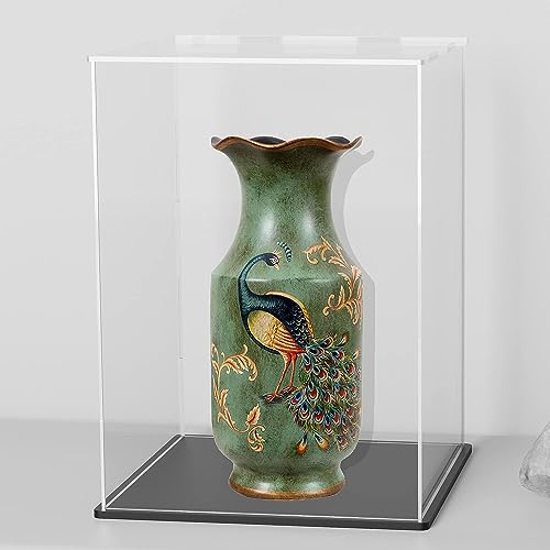 Acrylic Case for Display, Clear Acrylic Display Box with Matte Black Base, Dustproof Display Case with Lid for Collectibles, Trophy and Toys (7x7x11 inch) - color: Matt Black, size: 7x7x11 inch
