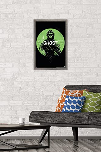 Trends International Call of Duty: Modern Warfare 2 - Ghost Emblem Wall Poster, 14.725" x 22.375", Barnwood Framed Version - color: Barnwood Framed Version, size: 22.4"L x 14.7"W