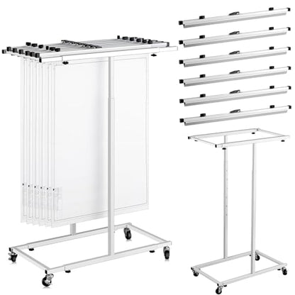 Kolldenn Mobile Blueprint Storage Rack Adjustable Holder with 6 Pcs Blueprint Clamps 4 Wheels Storage Organizer Stand for File Display Plan Office Home(30 Inch) - size: 30 Inch