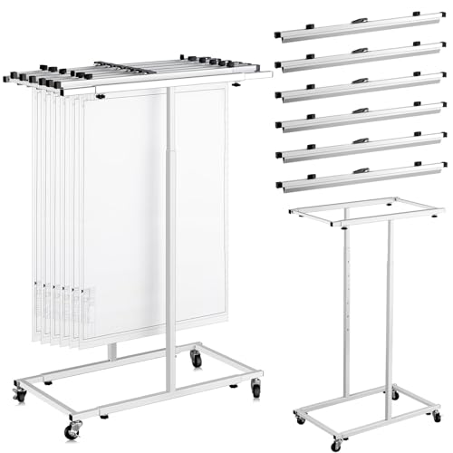 Kolldenn Mobile Blueprint Storage Rack Adjustable Holder with 6 Pcs Blueprint Clamps 4 Wheels Storage Organizer Stand for File Display Plan Office Home(30 Inch) - size: 30 Inch