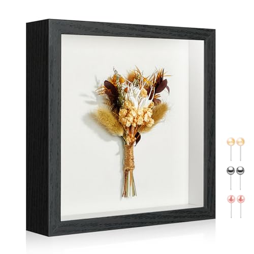 11x11 Shadow Box Picture Frame Display Case with Soft Linen Back-Thickened Panel,Large Black Deep Shadow Box Frame 11x11 for Graduation Flower Medal Pet Photo Craft Memorial Gift - color: Black + Thickened Panel + Foam Packaging, size: 11x11