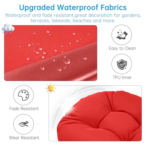 Adirondack Chair Cushion Tufted Waterproof Outdoor Rocking Chair Cushions with Ties Anti-Slip High Back Patio Chair Cushions for Patio Furniture Cushions - color: Red