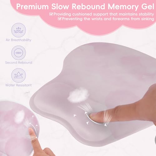 Mouse Pad with Wrist Rest Ergonomic Mouse Pad with Comfortable M-Shape Pain Relief Wrist Support Non-Slip PU Base Mousepad for Laptop, Office & Home (Blush Pink) - color: Blush Pink