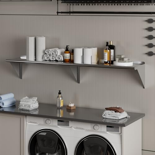 AmGood 14" X 72" Stainless Steel Wall Shelf | Metal Shelving | Garage, Laundry, Storage, Utility Room | Restaurant, Kitchen | Food Prep | NSF Certified