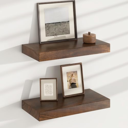 Floating Shelves for Wall, USA-Sourced Walnut Wood 16 Inch Wall Shelves Set of 2, Natural Wooden Mounted Picture Ledge Shelf, Nursery Book Storage Shelf Kids Bookshelf Display, Shelf for Bathroom - color: Usa-sourced Walnut Wood, size: 16''W, 2Packs