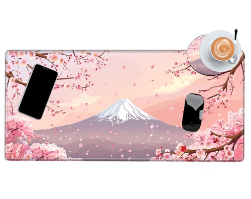 Gaming Mouse Pad Cherry Blossom Desk Mat Sakura Mousepad XL Desk Pad 24x12 Computer Mat Large Mouse Pads for Wireless Mouse Office Laptop Accessories Gift - color: Pink Sakura, size: 24''X12''