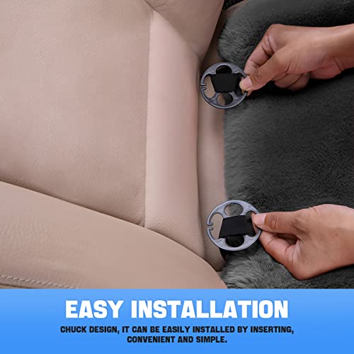 2Pack Car Front Seat Cushion, Soft Warm Faux Rabbit Fur Winter Auto Seat Cover, Fluffy Plush Vehicle Seat Protector Pad with Non-Slip Backing, Car Accessories for Home and Office Chair (Black) - color: Black