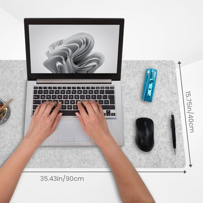 DAWNTREES Non-Slip Felt Desk Mat | 36''x16'' | Large Computer Desk Mat Keyboard and Mouse Pad | Office Desktop Pad Protector (Light Grey) - color: Light Grey, size: 36" X 16"