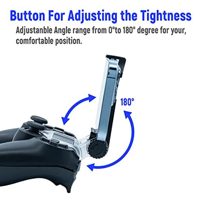 Mcbazel Phone Mount Clip for PS4 Controller, Smart Phone Holder Compatible with PS4 DualShock 4 Controller and iPhone, Android up to 6 Inch - Black