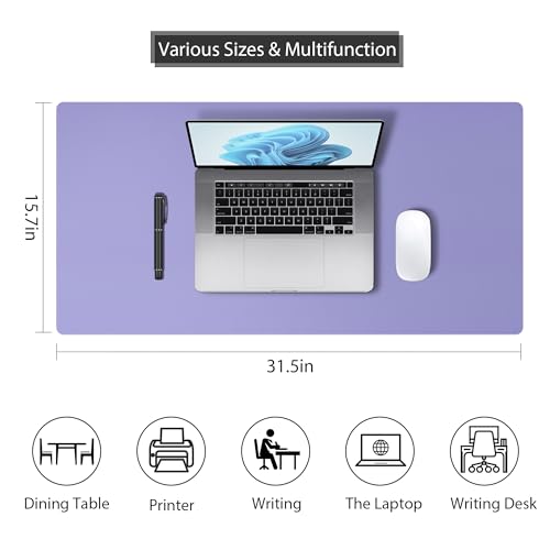 Leather Desk Pad Protector, Mouse Pad, Non-Slip Computer Mat for Desk, PU Leather Office Desk Mat for Home & Office, Waterproof Laptop Desk Blotter for Keyboard and Mouse, Taro Purple (15.7''X31.5'') - color: Taropurple, size: 15.7''X31.5''