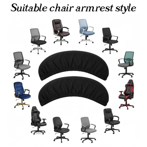 2-Pack Arm Rest Pads for Office Chairs,Black Computer Chair Arm Rest Pads,Stretchable & Removable Universal Arms Rests Covers for Office Chair, Gaming & Desk Chairs