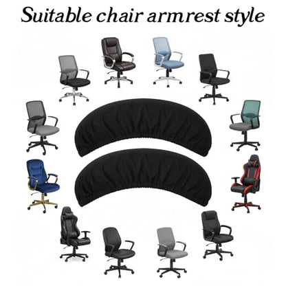 2-Pack Arm Rest Pads for Office Chairs,Black Computer Chair Arm Rest Pads,Stretchable & Removable Universal Arms Rests Covers for Office Chair, Gaming & Desk Chairs