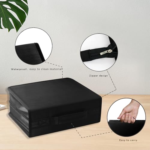 DVD/CD Case Holder - 256 Capacity Disc Storage Wallet Binder for Car, Home, Office, Travel (Black) - color: 256 Black