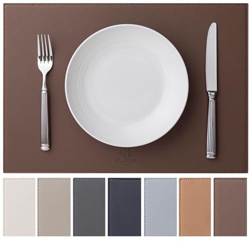 Baroyal Faux Leather Placemats Set of 6 Vinyl Washable Wipeable Table Mats for Kitchen Dining Table Heat Resistant Waterproof Modern Indoor/Outdoor Placemats Non-Slip Easy Clean Place Mats (Chocolat) - color: B-chocolat
