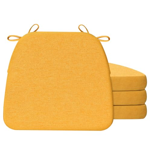 AAAAAcessories D-Shaped Chair Cushions, 2" Thick Dining Chair Pads with Ties and Removable, Machine-Washable Cover, 17" x 16", Set of 4, Golden Orange - color: Golden Orange, size: 4 Count(Pack of 1)