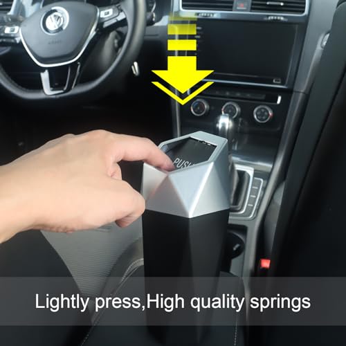 Car Trash Can Bin,Small Garbage Can with Lid,Automotive Cup Holder Mini Cars Trashcan,Portable Door Trash Cans,Car Essentials Gadgets Dustbin (2Pcs, Silver) - color: Silver