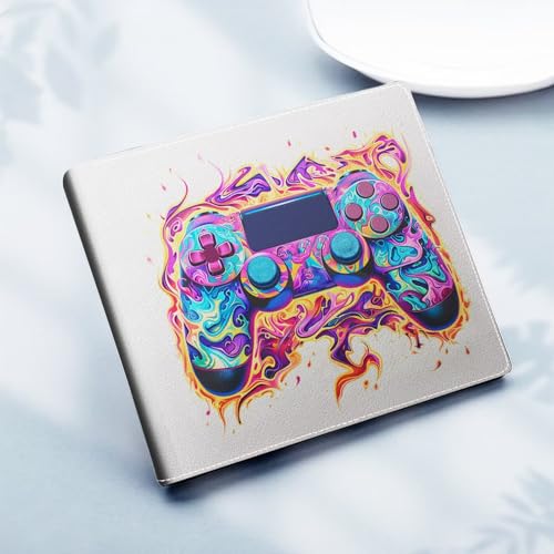 EXXBYELI Gamer Wallets for Teen Boys,Cool Kids Wallet for Boys Ages 8-10 9-12 13-15 with Credit Id Card Cash Holder Black Rfid Blocking Zipper For Teen Youth Guys Teenager Birthday Gifts Ideas - color: game-white background