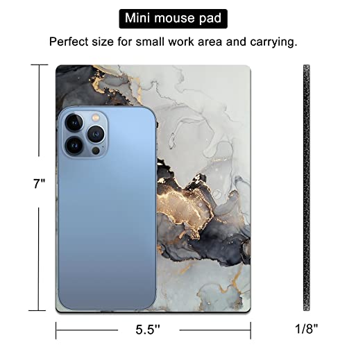 Small Mouse Pad Cute, Mini Mouse Pads for Wireless Mouse and Laptop, Travel Mousepads with Designs - Aesthetic Black and Gold Marble, Portable Mousepad 5.5 x 7 in, Desk Decor for Women - color: Black & gold marble, size: 7L x 5.5W inches