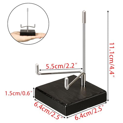 Hipiwe Display Stand Easel with Adjustable Stainless Steel Arm Easel with Wooden Base Easel Holder for Fossil Coral Geodes Rock Mineral Agate Plate Seashell Collectibles, 2.5"x2.5"x4.4" - size: Medium