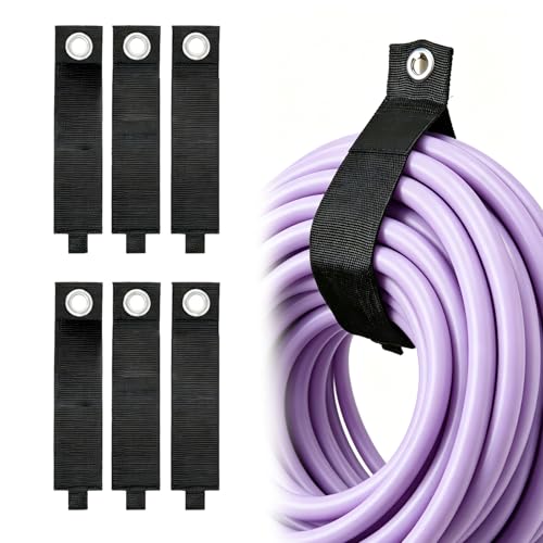 6 PCS Extension Cord Holder, Extension Cord Strap, Cable Organizer Straps for Cords Hoses, Heavy Duty Cord Wrap Keeper with Grommet for Hanging, Suitable for Cords (L) - size: 13"(6-Pack)