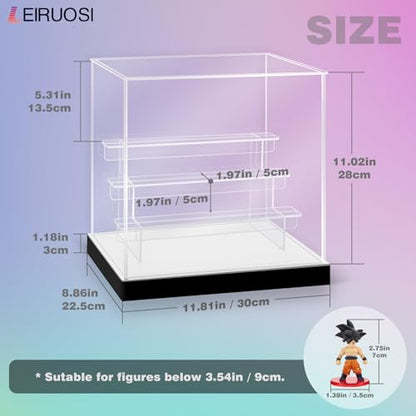 Acrylic Display Case with RGBW LED Light, 4 Tier Clear Display Box, Dustproof Display Cabinet Shelf for Action Figures and Collectibles, Mini Toys, Assembly Showcase (11.81x8.86x12.2in) - size: 4 Tier 11.81x8.86x12.2in
