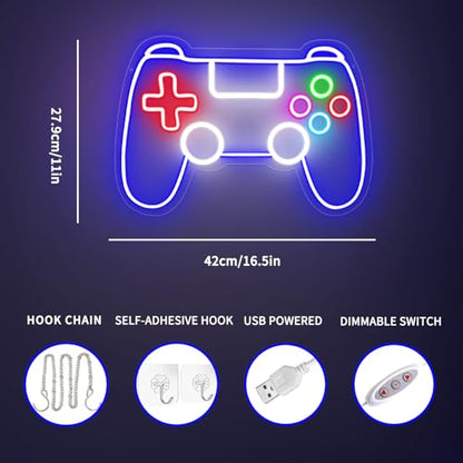 Gaming Neon Sign, led Neon Signs Dimmable by USB powered for Gaming Room Decor - Gaming Neon Sign for Teen Boys Room Decor - Best Gamer Gifts for Teenage Boys, Kids - style: GamePad01