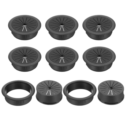 PATIKIL 60mm(2 3/8inch) Desk Grommet,8pcs Desk Cord Hole Cover Desk Cable Hole Grommet Cover Sturdy ABS Plastic Round Large for Cables Cabinets Desktop Equipment Wiring Organizing, Black - color: Black, size: 60mm