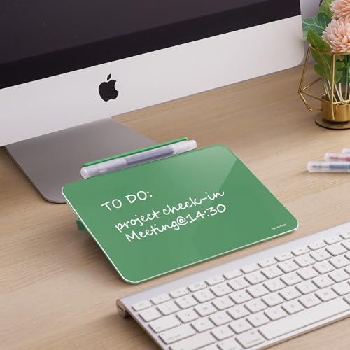 TSJ OFFICE Small Desktop Whiteboard - Glass Dry Erase Board 8 X 6 Inches Tabletop Easel Whiteboard with Stand, Desk Board Buddy for Artist, Teacher and Student - color: 8 X 6 Inches - Avocado