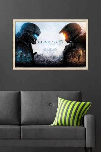 Halo 5 - Key Art Wall Poster, 34L" x 22.4W", Blonde Framed Version - color: Blonde Framed Version, size: 34"L x 22.4"W