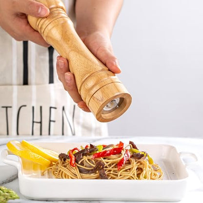Wooden Pepper Grinder Pepper Mill Kit Manual Mills Solid with Strong Adjustable Ceramic Grinders for Grinding Spices, Cumin, Sesame, Paprika, - color: C Wood Colour Pepper Mill
