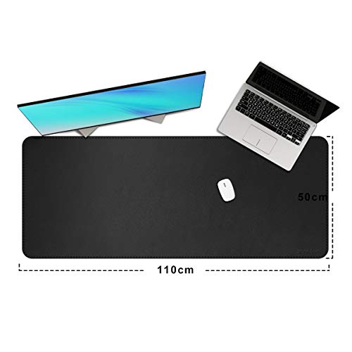 ZORESYN XXL Desk Mat - 43.3"x19.7" PU Leather Desk Pad for Office & Home, Waterproof and Durable Desk Protector for Keyboard and Mouse (Black) - color: Black, size: 43.3L x 19.7W inches