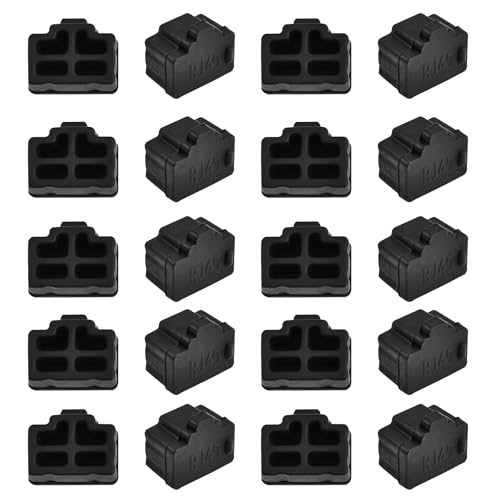 RJ45 Plug Protective Cover 20 Pcs Anti-Dust Protector Caps, Plug Protector Caps for RJ45 Female Ports and Computers Black Silica Gel - color: Black, size: RJ45