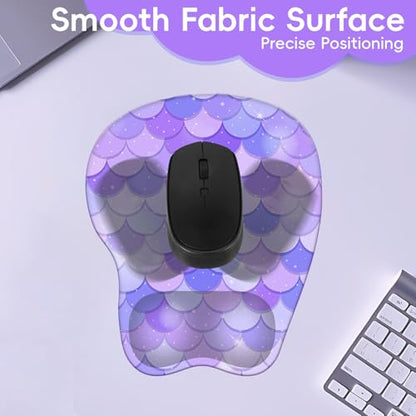 Mouse Pad with Wrist Rest Ergonomic Mouse Pad with Comfortable M-Shape Pain Relief Wrist Support Non-Slip PU Base Mousepad for Laptop, Office & Home (Purple Mermaid) - color: Purple Mermaid