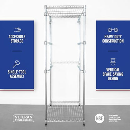 SafeRacks Tote Rack WS-BR27-5-Tier Steel, NSF Certified, Garage Bin Storage - 31 x 23 x 68 in, 1 Pack - color: Silver, size: 1 Pack