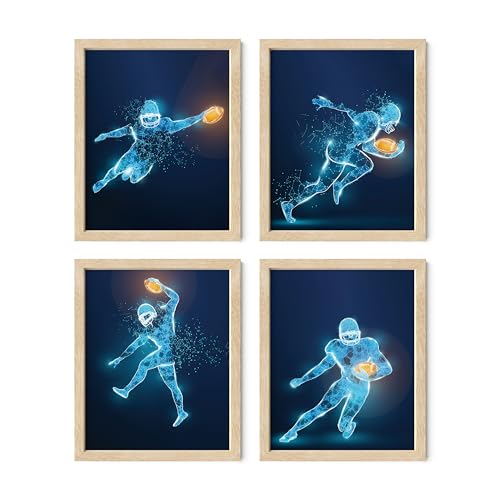 Summit Designs Football Wall Art - Posters - Room Decor, Sports Wall Decor - Poster, Themed Bedroom - Set Of 4 (8x10) Unframed Prints 8x10 (Unframed) - color: X-ray, size: 8x10, style: Unframed