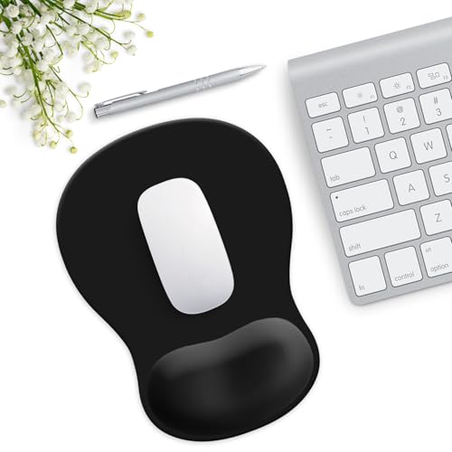 Ergonomic Wrist Support Mouse Pad - Comfortable Computer Mouse Pad with Non-Slip PU Base for Home Office Working Gaming (Black) - color: Black