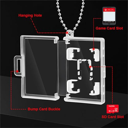 ASTONEY 10PCS Mini Game Card Cases with Keychain Compatible with Nintendo Switch 2 / Switch OLED / Switch / Switch Lite – Holds One Game Card and One Micro SD – Clear Portable Travel Storage Box - color: White