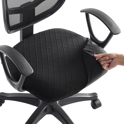 Stretch Jacquard Office Chair Cover, Removable Washable Desk Chair Cover, Anti-dust Seat Cushion Protectors - Black - color: Black, size: Chair Seat Cover
