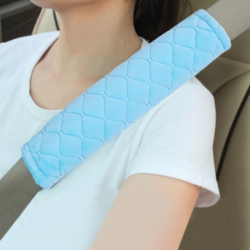 Amooca Soft Auto Seat Belt Cover Seatbelt Shoulder Pad Cushions 2 PCS for a More Comfortable Driving Universal Fit for All Cars and Backpack Light Blue - color: Light Blue