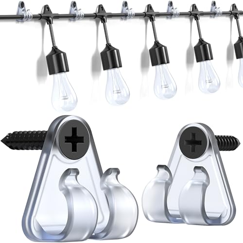 Lewufe Hooks for Outdoor String Lights Clips, Christmas Light Clips Weatherproof, Lights Hanger Hooks for Hanging Christmas Light, Fairy Light, Cable, Holiday Decor - Clear, 50 Pack - color: White