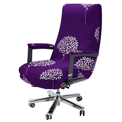 WOMACO Office Chair Covers, Stretch Computer Chair Cover with Armrest Covers, Universal Boss Chair Covers Modern Simplism Style High Back Chair Slipcover (Simple Love, Large) - color: 2-purple